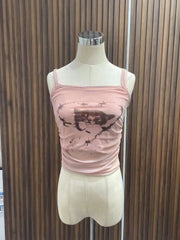 Bxoxo Summer Women Dark Academia Coquette 2000s Aesthetic Bodycon Camisole Gyaru Fake Two Pieces Crop Tops Hot Sexy Kpop Kawaii Y2k