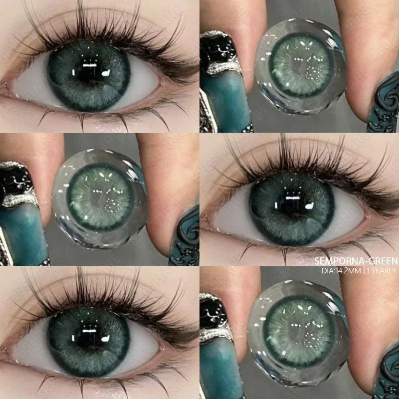 BXOXO Colored Contact Lenses 1pair Natural Eye Lens Blue Eye Lenses Brown Lenses Gray Pupils Yearly Cosmetic Green Contacts