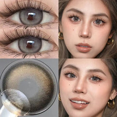 BXOXO 2PCS Color Contact Lenses with Myopia Degree -0.00 to-8.00 Gray Eye  Korea Lens Makeup Beauty Pupils