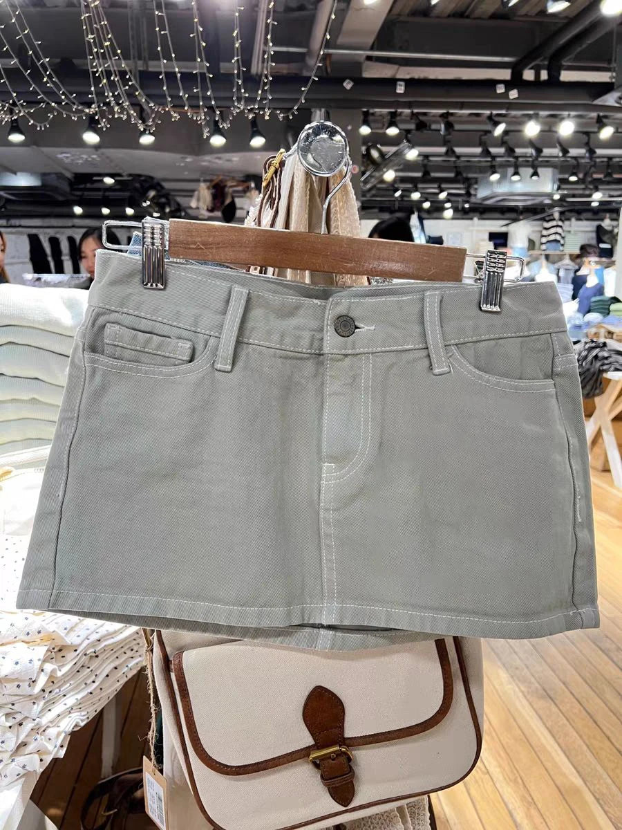 BXOXO American Vintage Denim Mini Skirts Women Summer Fashion High Waist Straigth Short Faldas Casual Fashion Streetwear Cotton Skirt