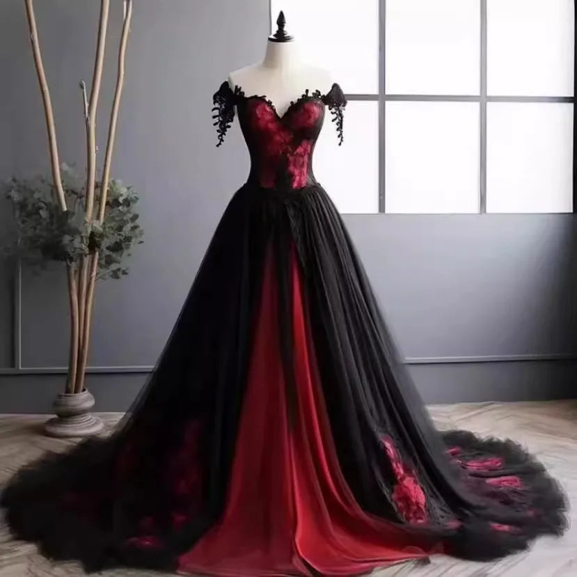 BXOXO Burgundy Lace Sweetheart Prom Evening Dresses A-Line Lace up back Backless Party  gown