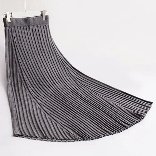 Bxoxo Winter Thickening Wool Blend Warm Maxi Long Rib Knitted Skirt Draping Large Swing Skirt