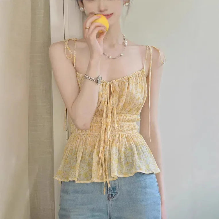 Bxoxo Mid-Summer High-Definition Printed Maxi Dress Sleeveless Polo Collar Empire Waist A- Line Gown for Women Chinese Brand