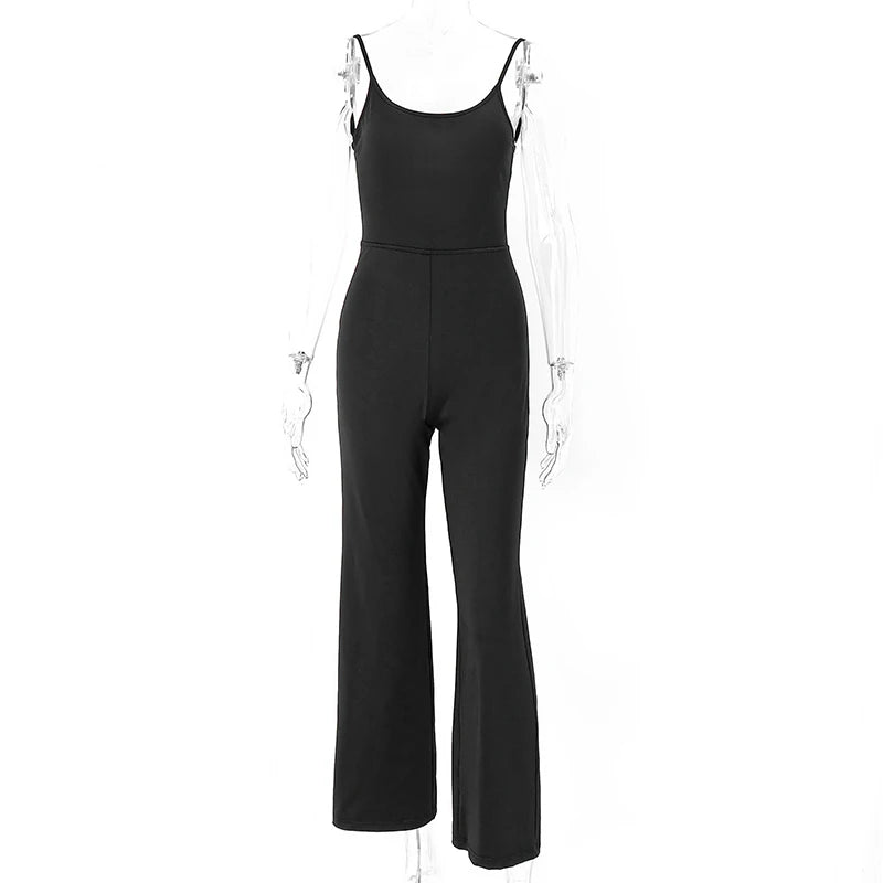 BXOXO Sexy Backless Spaghetti Strap Jumpsuit Woman Summer Black Skinny Bodycon Bodysuit Pants Holiday Ladies Casual Jumpsuits