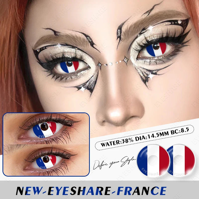 BXOXO 1 Pair Colored Contact Lenses Cosplay Colorful Contact Blue Eyes Contact Anime Red Lenses Halloween white Lenses