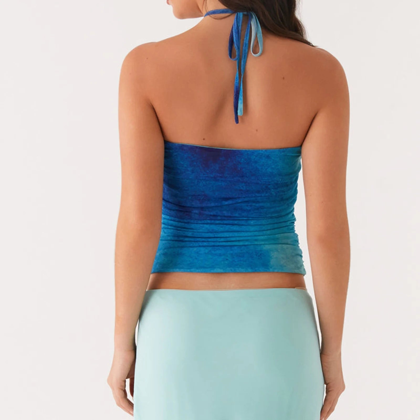 BXOXO Women Y2K Tie Dye Tube Tops Summer Strapless Backless Floral Print Bandeau Crop Tops Cute Boho Cami Tops Streetwear