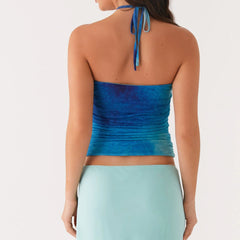 BXOXO Women Y2K Tie Dye Tube Tops Summer Strapless Backless Floral Print Bandeau Crop Tops Cute Boho Cami Tops Streetwear