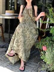 Bxoxo Retro Watercolor Floral Print Maxi Dr Women's Summer Vaion Beach Date Gown Svel A-Line Dr Casual Sle