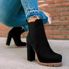 BXOXO Women Shoes Ankle Boots Woman Sexy High Heels Pattern Chunky Heel Shoes Ladies  Female Open Toe Women's Sude Boots