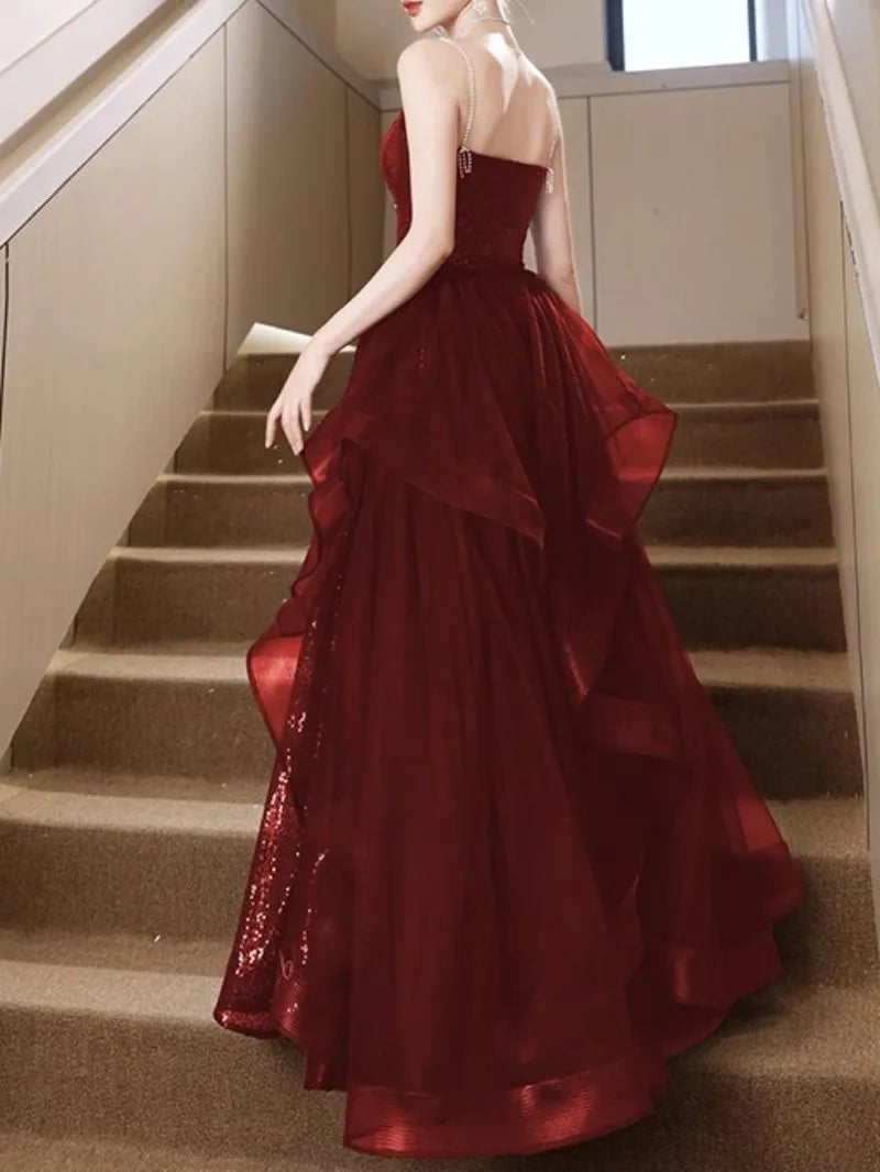 BXOXO CustomizedLuxury Sequined Solid Graduation Dresses Temperament Pearl Shoulder Strap Formal Occasion Dresses Slim Waist Cocktail