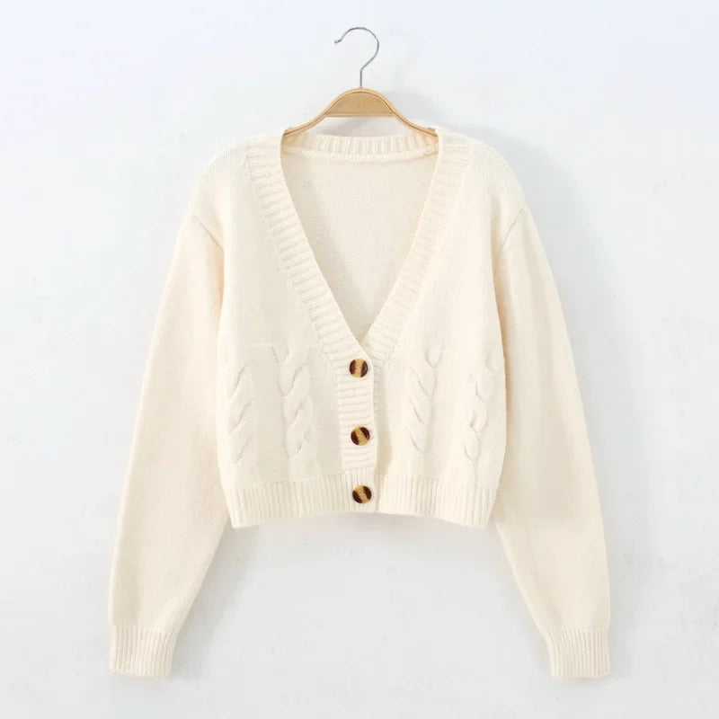 Bxoxo Short style high-waisted slim plastic sweater women spring new single-breasted knitted cardigan twist small jacket