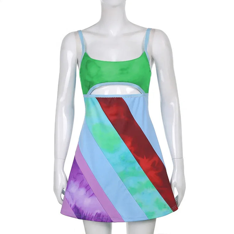 BXOXO Women's Vintage Print Semi-Sheer Sheath Dress 00s Fashion Bodycon Mini Slip Dress Retro Bandana Print Fitted Strap Dress