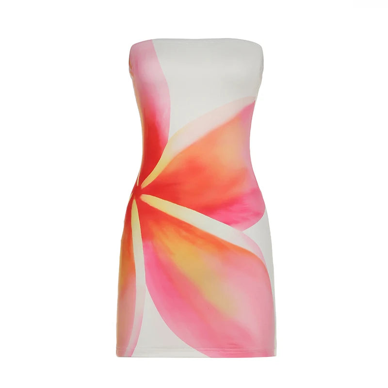 BXOXO Holiday Style Skinny Strap Dresses Fashion Flower Prints Chic Mini Frocks Summer New Women Clothing