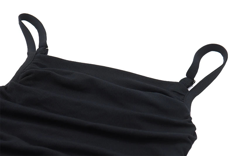 Bxoxo Spaghetti Straps Ruched Tank Top Casual All-matching Low-cut Backless Crop Tops Simple Underwear Bodycon Corsets