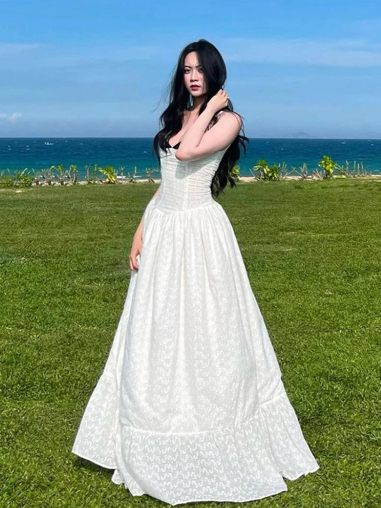BXOXO Hollows Patchwork High Slits Dress Women Low-Neck Summer Trend Vacation Beach Party Skinny Elegant Temperament Vestidos