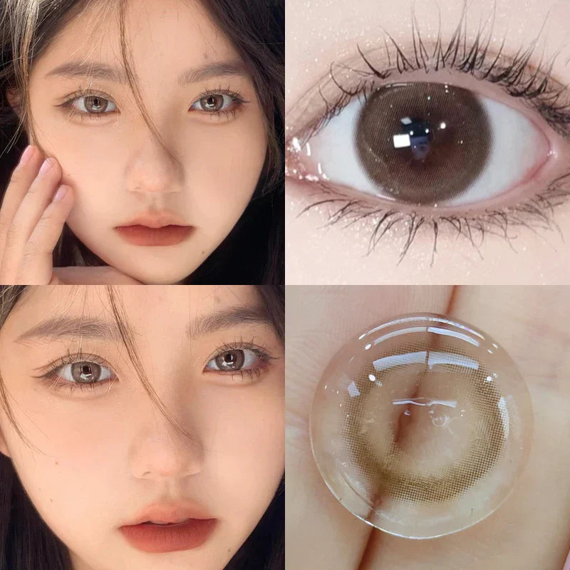 BXOXO 1Pair Brown Myopia Colour Circular Contacts Lenses Natural Blue  Eye Lenses Beauty Pupil Brown Lenses Makeup