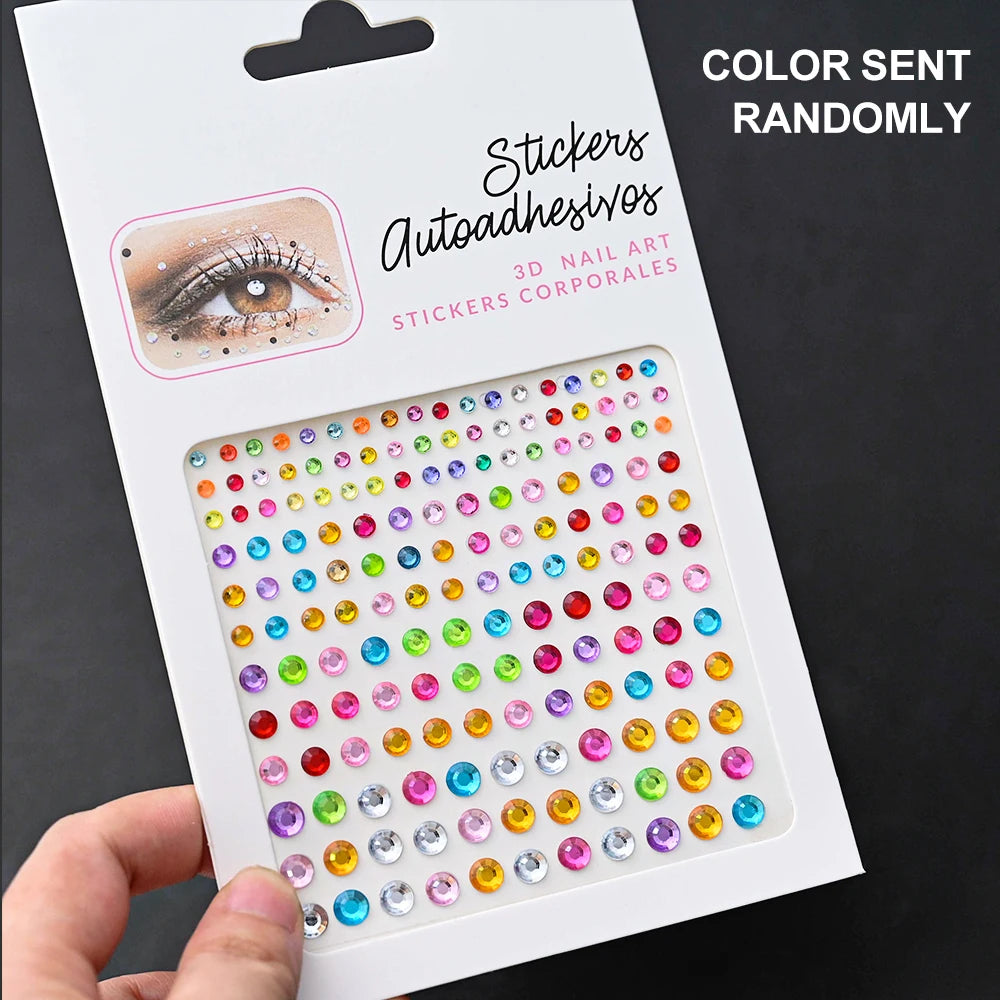 BXOXO 1Pcs Face Diamond Gem Sticker 5D Colorful Rhinestone Tattoo Eyeshadow Stickers fo Festival Nail Body Makeup Bling Jewel DIY Deco