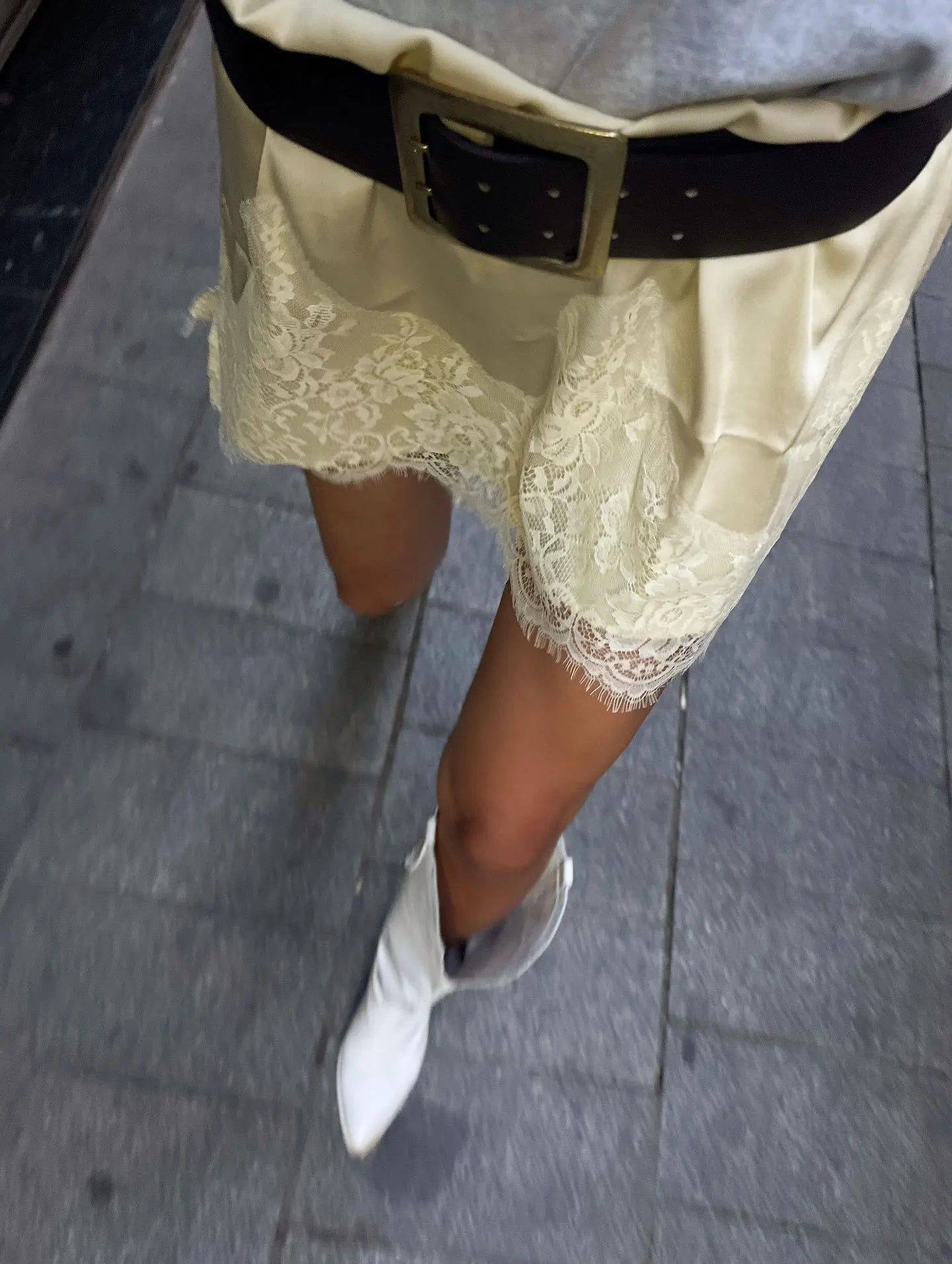 Bxoxo Lace Splice Satin Mini Skirt For Women 2025 New Fashion High Waist Casual Skirts Loose Elegant Commuting Female Skirt