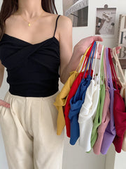 BXOXO Women Knitted Sexy Strappy Female Slim Camis Crop Tops Sexy Sleeveless Tops For Women 2024 Summer Strapy Camisoles