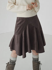 Bxoxo Vintage Straight Skirt Women Irregular High Waist Y2K Retro Casual Streetwear Knee-Length Midi Skirts Harajuku Korean