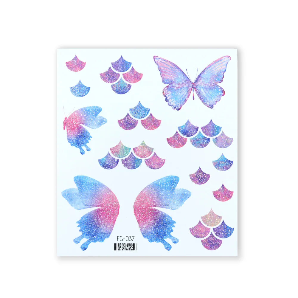 BXOXO 1 Sheet Flash Butterfly Temporary Tattoo Sticker for Eye Face Makeup Fairy Body Art Waterproof False Tattoo for Women