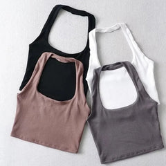 BXOXO Sexy Women Crop Top Summer Double Halter Tops Sleeveless Tanks