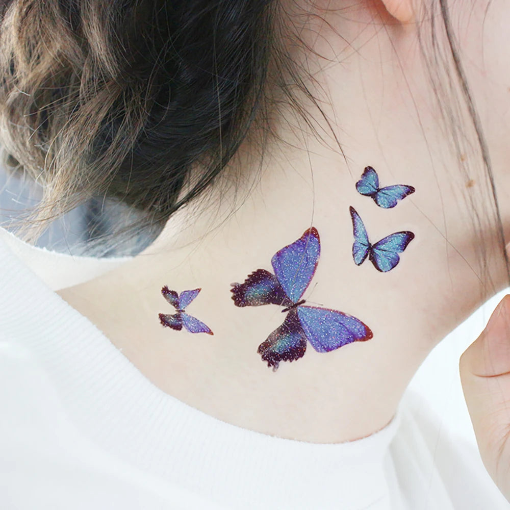 BXOXO 1 Sheet Flash Butterfly Temporary Tattoo Sticker for Eye Face Makeup Fairy Body Art Waterproof False Tattoo for Women