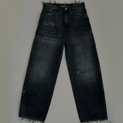 Bxoxo Washed Ripped Distressed Jeans Women and Man Hole Embroidery Wide Leg American Retro Denim Pants Baggy Punk Streetwear