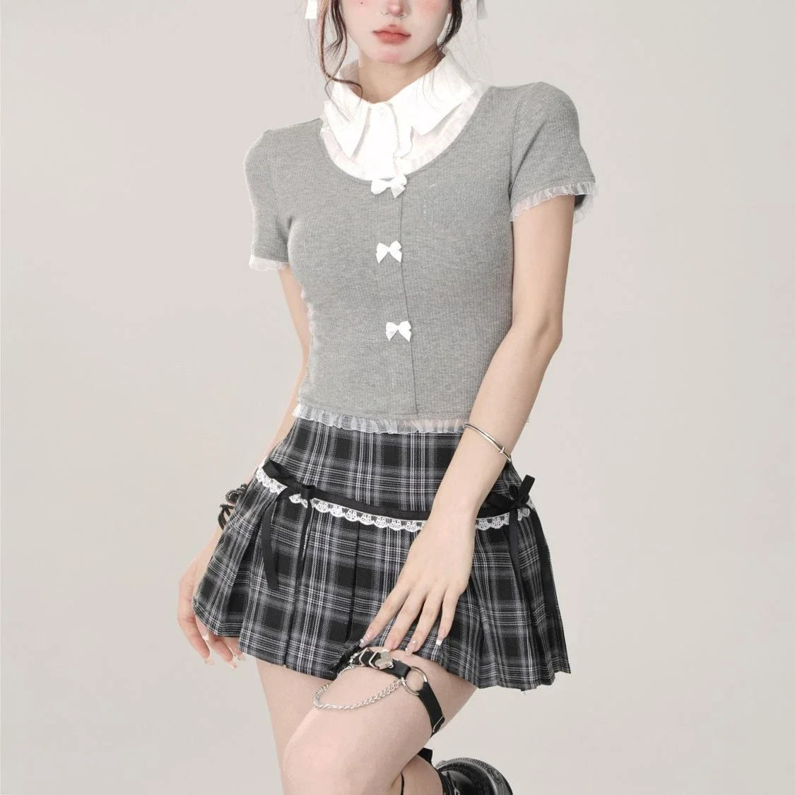 Bxoxo Summer 2000s Kawaii Sweet Y2k Mini Skirt Woman Japanese Style Bow Cute Skirt Outwear Casual Fashion Skirt Hot Girls Chic