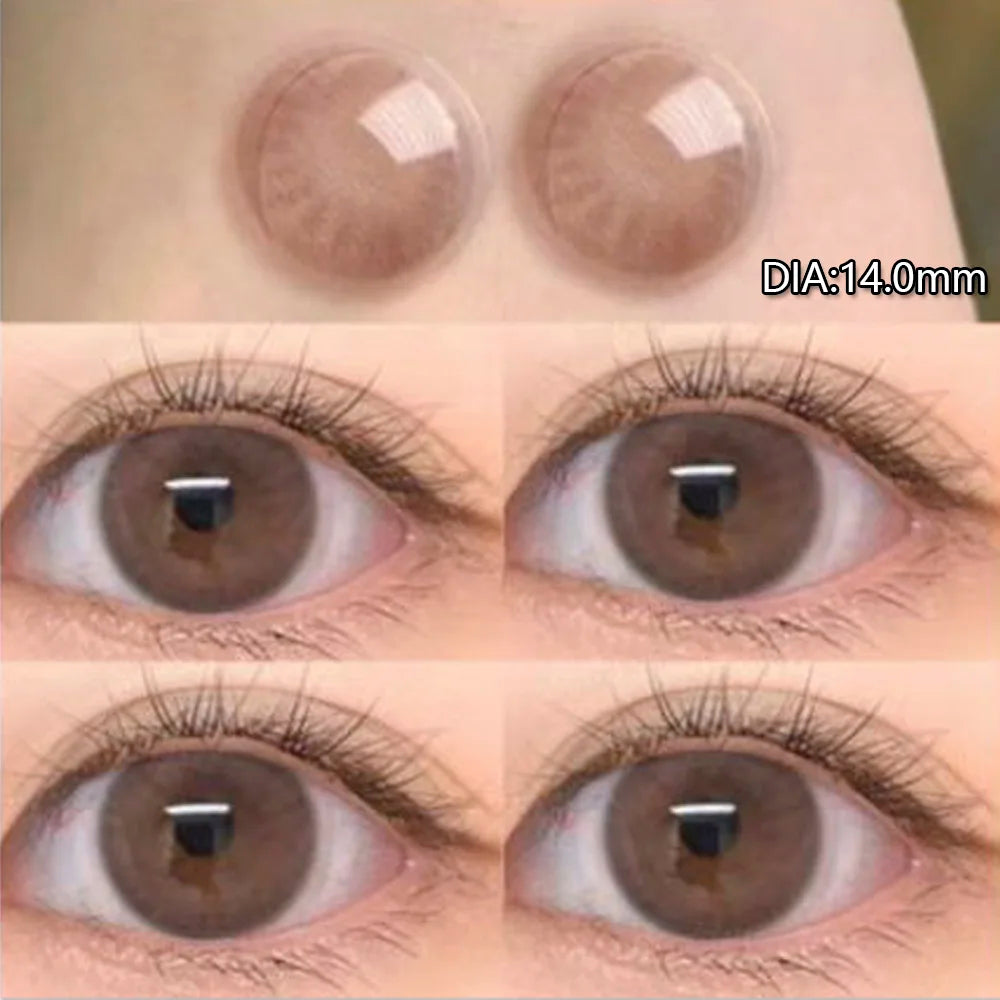 BXOXO 2Pcs Natural Eyes Contacts Lenses Myopia Prescription Circle Colored Lenses Beauty Pupil Makeup Lens Yearly