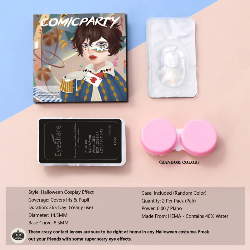 BXOXO 1Pair Color Contact Lenses for Eyes Multicolored Lenses Anime Cosplay Eye Contacts Halloween White Black Lenses Yearly