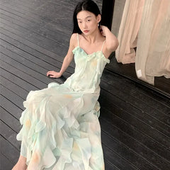BXOXO French Style A- Line Dress Slimming Beach Vacation Halter Long Skirt Summer Wear Sleeveless Design Sensation Women's Clothing