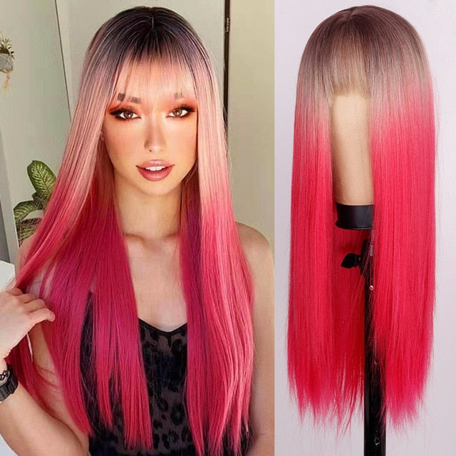 BXOXO Synthetic Blonde Wig with Bangs Short Wigs for Women Golden Wig Straight Bob Wig Natural Heat Resistant Wigs 11 Inches for Party