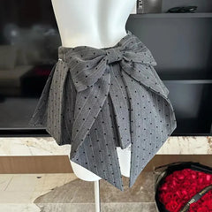 Bxoxo Sweet Bow Lace Stitching Women Skirts Spring Korean A Line Pleated Skirts Y2K High Waist Streetwear All Match Ladies Mini Skirt