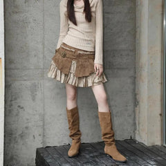 BXOXO New wasteland style street fashion ins retro old heavy industry depressed two-piece pleated women skirt goth skirt