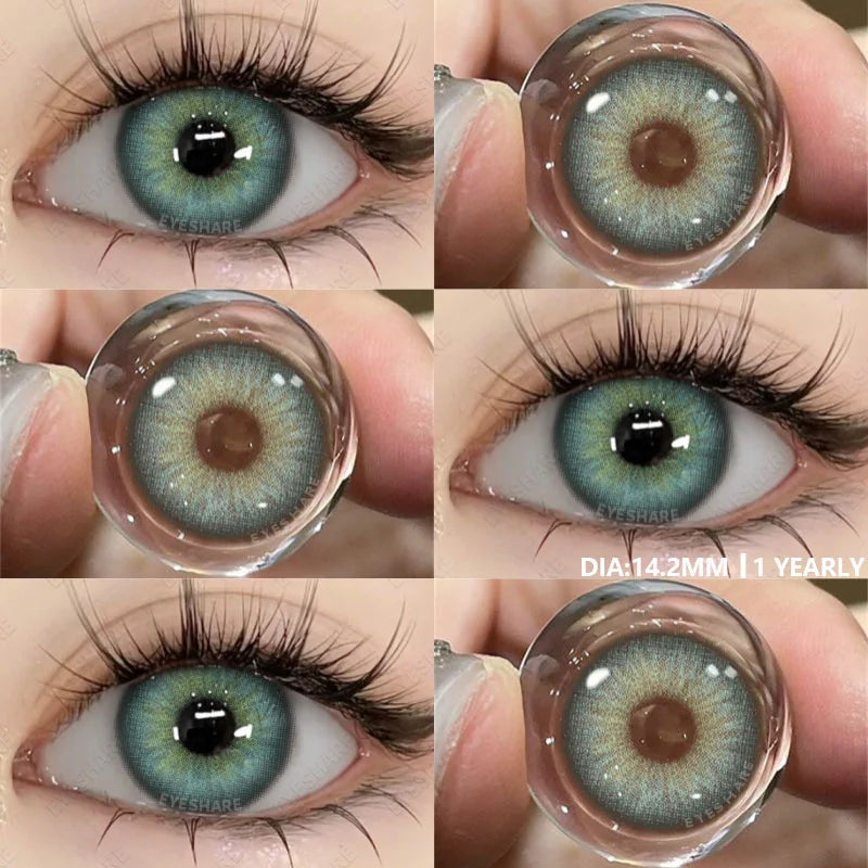 BXOXO Colored Contact Lenses 1pair Natural Eye Lens Blue Eye Lenses Brown Lenses Gray Pupils Yearly Cosmetic Green Contacts