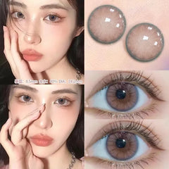 BXOXO 1Pair Brown Myopia Colour Circular Contacts Lenses Natural Blue  Eye Lenses Beauty Pupil Brown Lenses Makeup