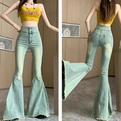 BXOXO Aesthetic Hot Skinny Flare Jeans Women Vintage Slim Fit High Waist Denim Pants Woman Y2K Streetwear Wide Leg Trousers