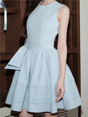 Bxoxo Elegant Vintage Style Dresses For Woman Summer French Lace-up Slim Waist O-Neck Party Evening Dress Fashion 2025 New Causal