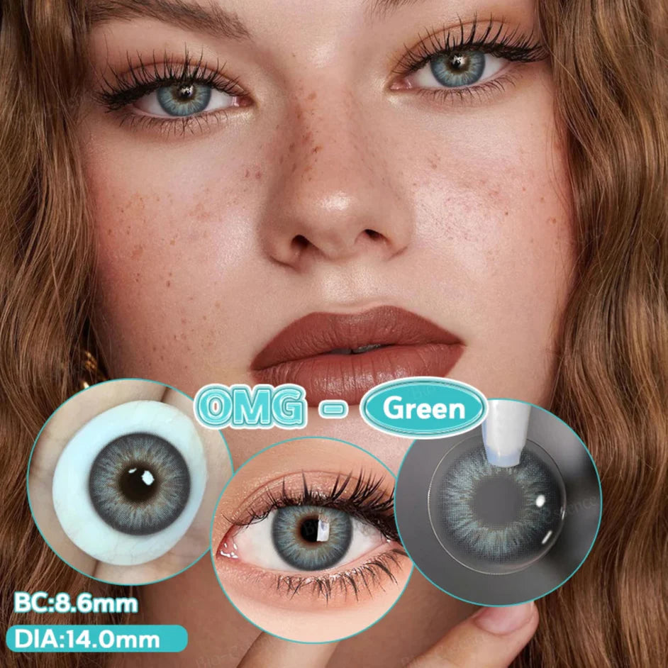 BXOXO 1 Pair Colorcon Colored Contact Lenses with Degree Myopia Lenses Blue Eye Lenses Green Lenses Natural Eye Lenses