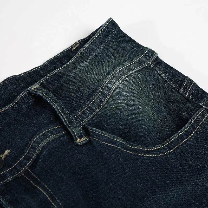 Bxoxo Vintage Washed Basic Flared Jeans Women Low Waist American Style Slim Denim Pants Button-up Trousers Casual Aesthetic