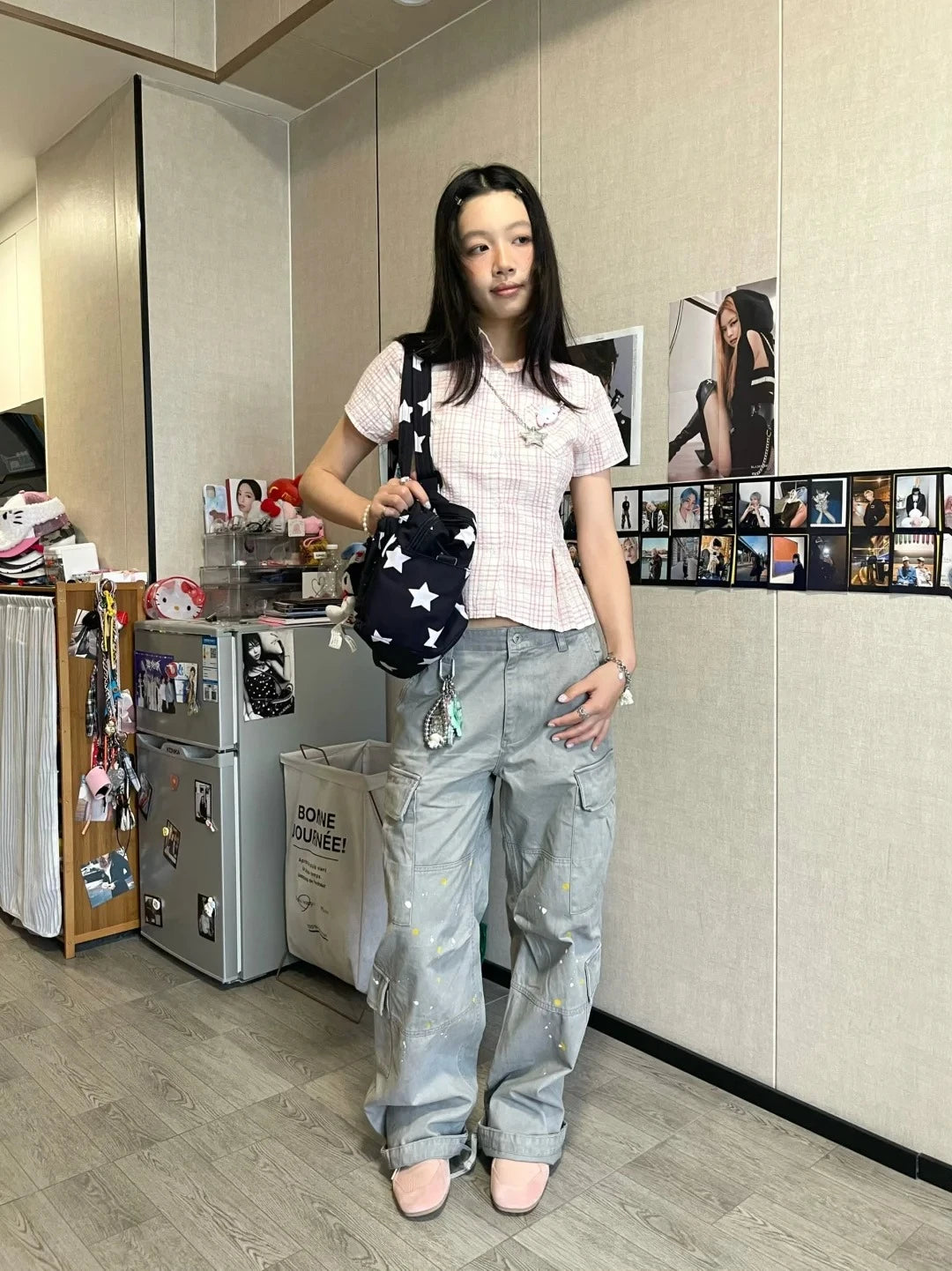 Bxoxo Y2k Japanese Plaid Shirt Women Short Sleeve Pocket Slim 2000s Aesthetic Crop Tops Summer Vintage Blouse And Shirt Retro
