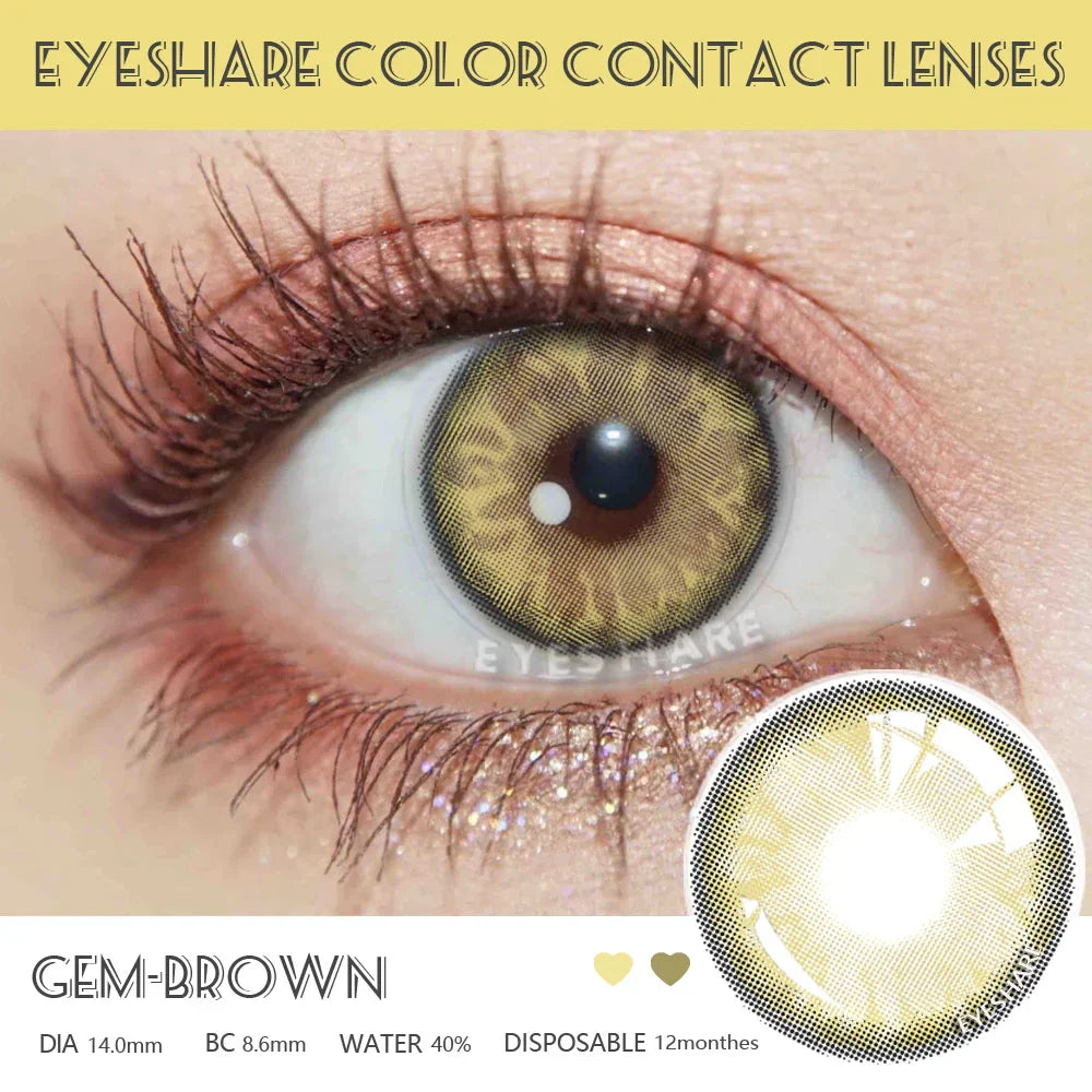 BXOXO Natural Color Contact Lenses for Eyes 2pcs GEM Series Colored Lens Blue Pink Contact Lens Yearly Cosmetic Contact Lens