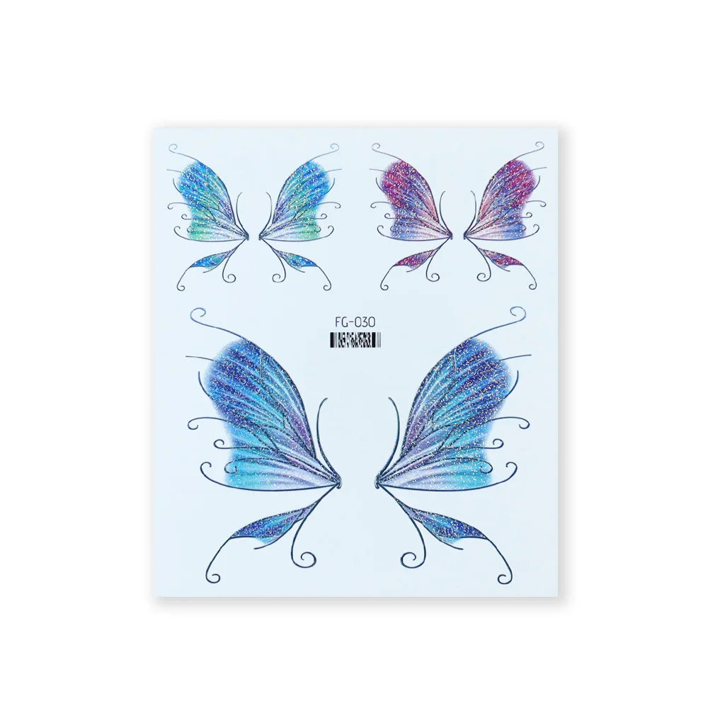 BXOXO 1 Sheet Flash Butterfly Temporary Tattoo Sticker for Eye Face Makeup Fairy Body Art Waterproof False Tattoo for Women