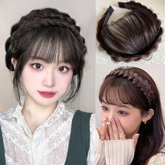 BXOXO Wig Bangs Headband Synthetic Bangs Hair Extension Fake Fringe Natural Hair Clip on Hairpieces for Women Invisible Natural Clip