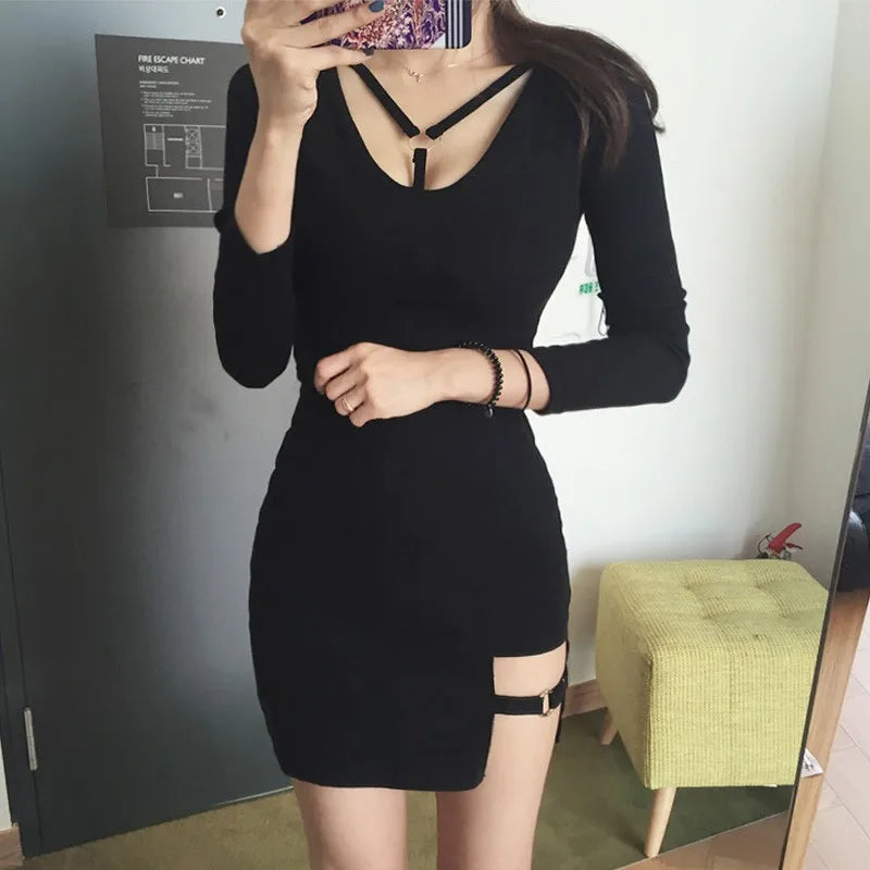 BXOXO Women Dress Fashion Casual Sexy Ring Irregular High Waist Mini Hip Skirt