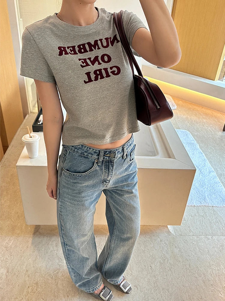 BXOXO Solid Letter Printed Short Sleeve Tee Summer Tops O-Neck Sliming Women's Short Sleeve T-shirt Casual Fashion Korean Clothing