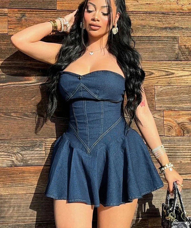 BXOXO High-quality sexy Dress Wrapped Around The Chest European And American Style Authentic Mini Dress Without Sleeves Or Straps