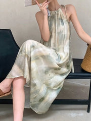 BXOXO Summer Women Elegant Casual Midi Dress Sleeveless Loose Vintage Chic Party Beach Holiday Clothes Female Print Vestidos New