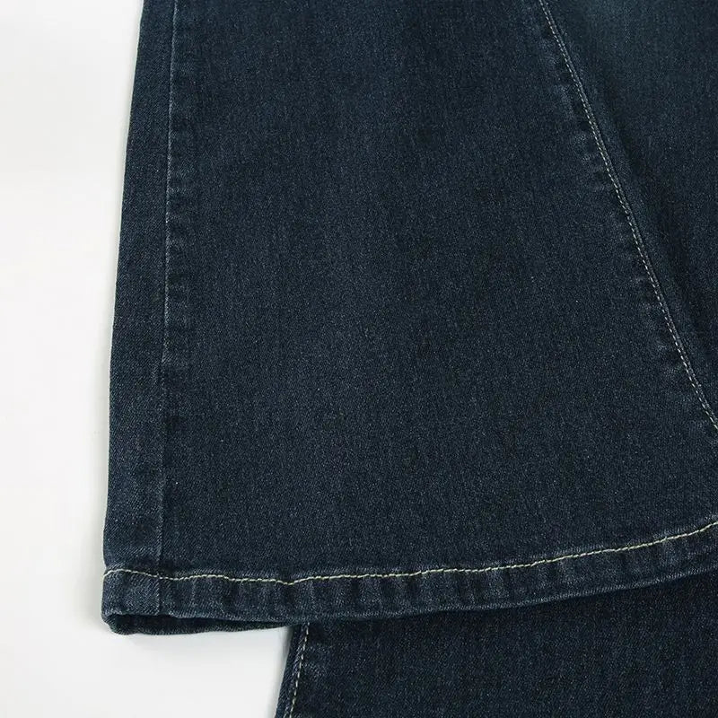 Bxoxo Vintage Washed Basic Flared Jeans Women Low Waist American Style Slim Denim Pants Button-up Trousers Casual Aesthetic